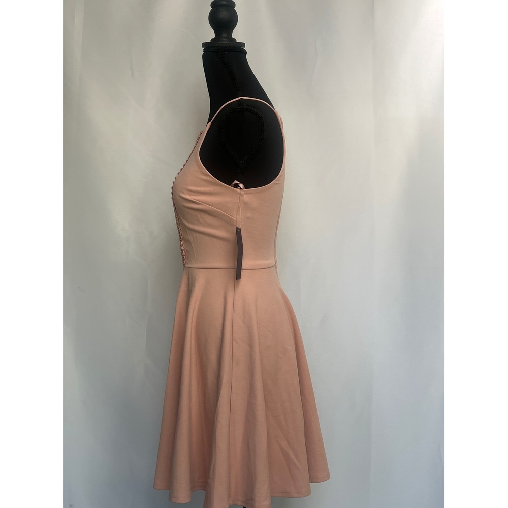 City Studio Womens Pink Soutache Halter Fit and Flare Skater Dress Size 0 NWT - Picture 4 of 8